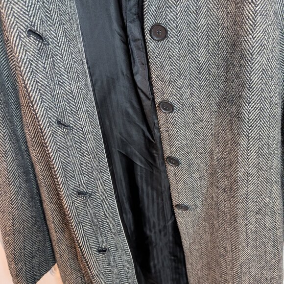 Banana Republic Herringbone Wool Blend Coat | Real Fur Collar | Women's Size XL - Picture 7 of 14